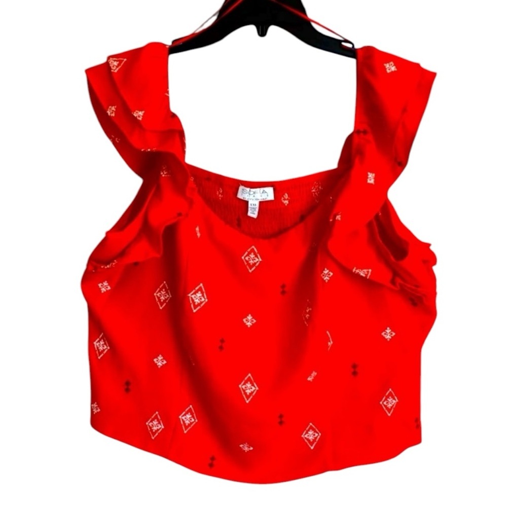 Sofia by Sofia Vergara - Double Ruffle Embroidered Top Size Small